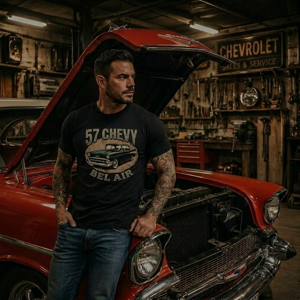 Retro 1957 Chevy T-Shirt | Vintage Muscle Car Tee 1C