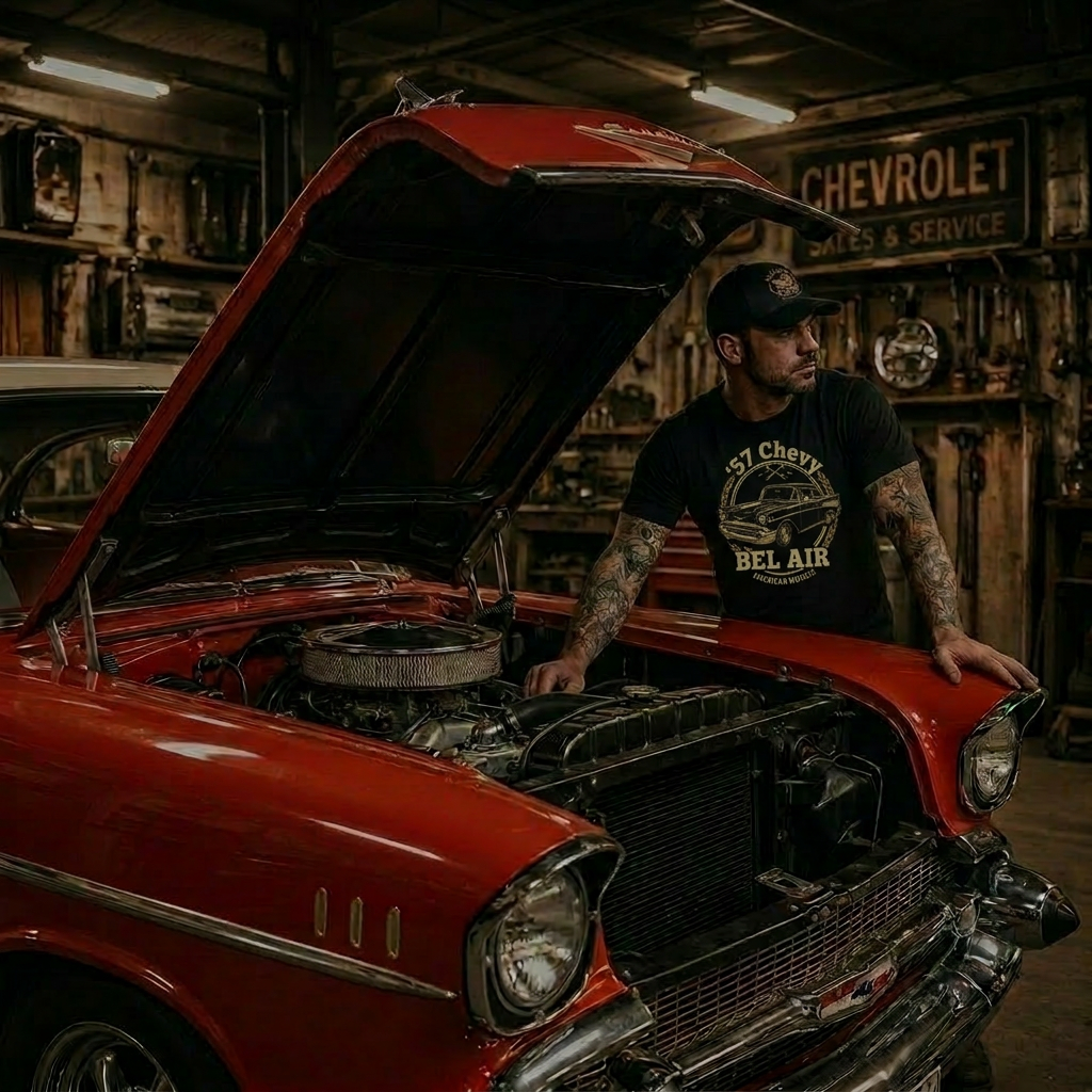 57 Chevy Outline T-Shirt | Classic Car Gift Tee 5A