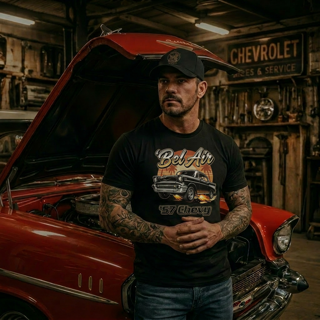 57 Chevy Fire Cruise Gift Shirt | Vintage Car Tee 10C