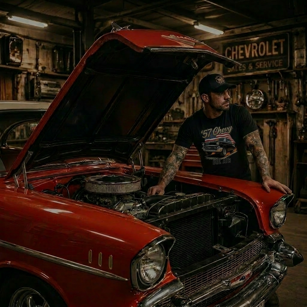 Vintage Americana 57 Chevy Shirt | Retro USA Tee 11B