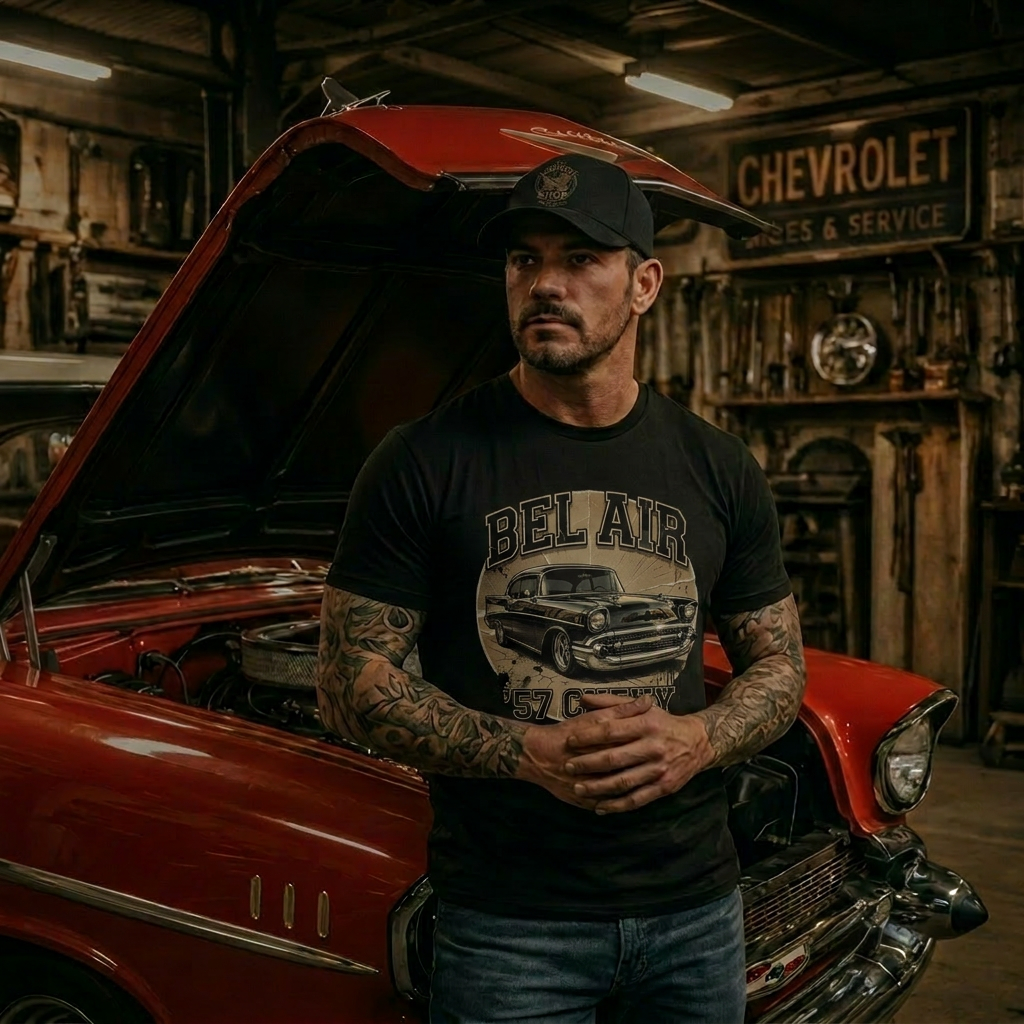 Classic Chevy Detail Shirt | 57 Bel Air Chrome Tee 8B