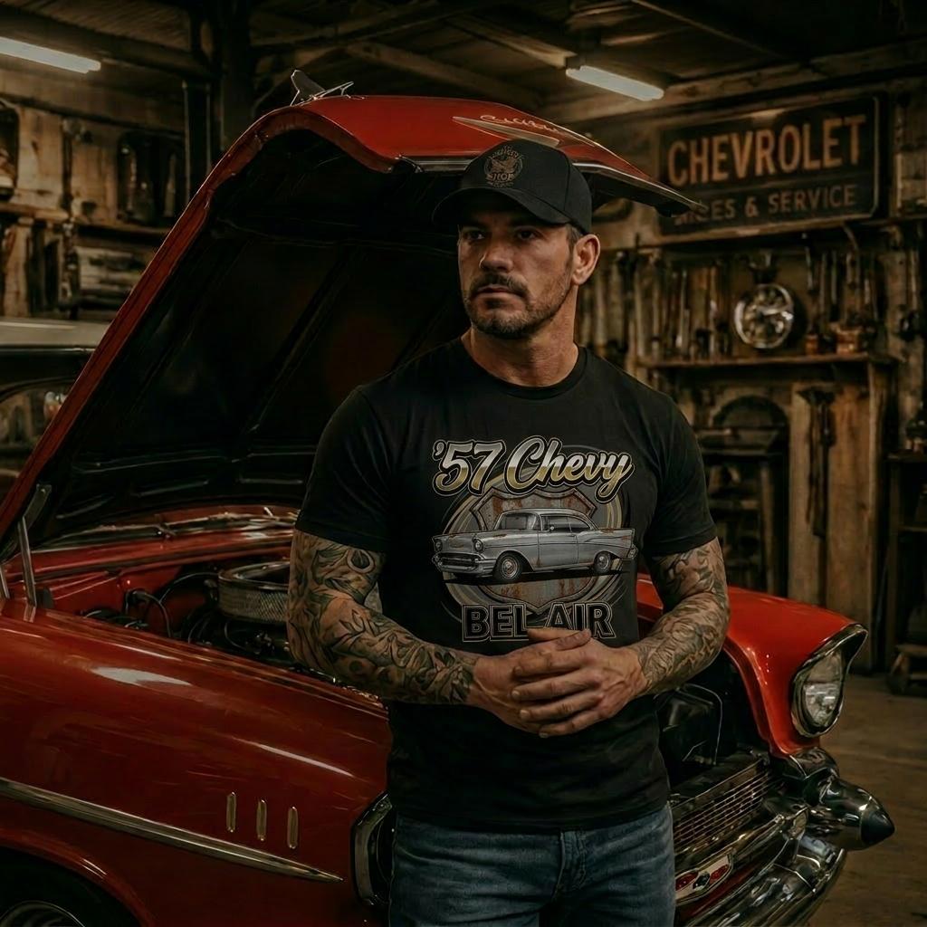 Classic Car Gift Shirt | 57 Chevy Bel Air Tee for Enthusiasts 2B