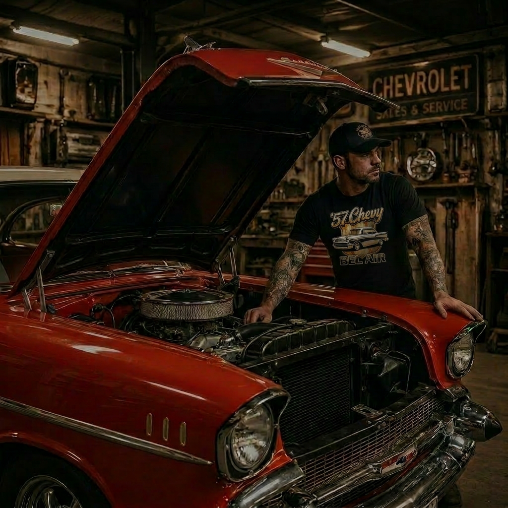 57 Chevy Cruiser T-Shirt | Vintage Road Trip Car Tee 2C
