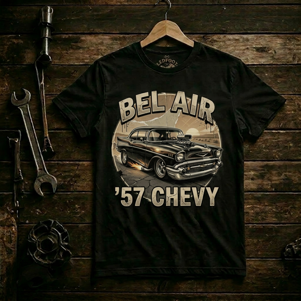 1957 Chevy Hot Rod T-Shirt | Classic Flame Car Tee 4A