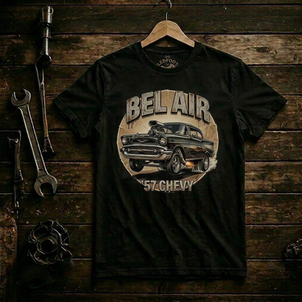 Flame 57 Chevy Shirt | Retro Muscle Car Graphic Tee 4B