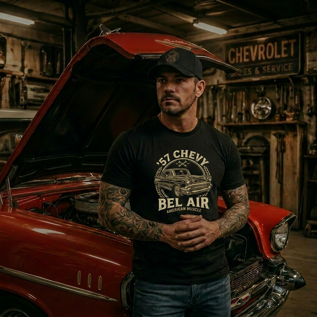 Classic Car Everyday Shirt | 57 Chevy Minimal Tee 5C