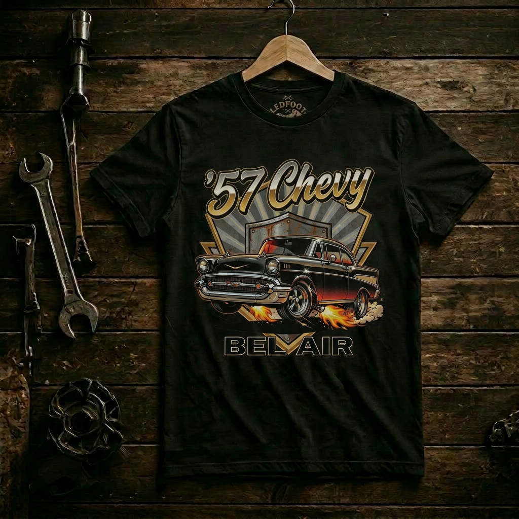 57 Chevy Garage Badge Shirt | Vintage Mechanic Tee 7A