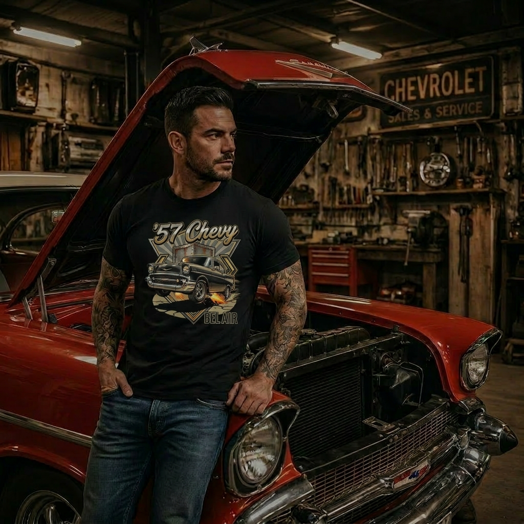 Vintage Garage 57 Chevy Shirt | Retro Shop Tee 7C