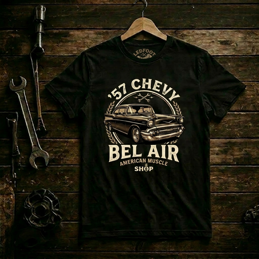 Vintage Chrome 57 Chevy Shirt | Retro Car Tee 8C