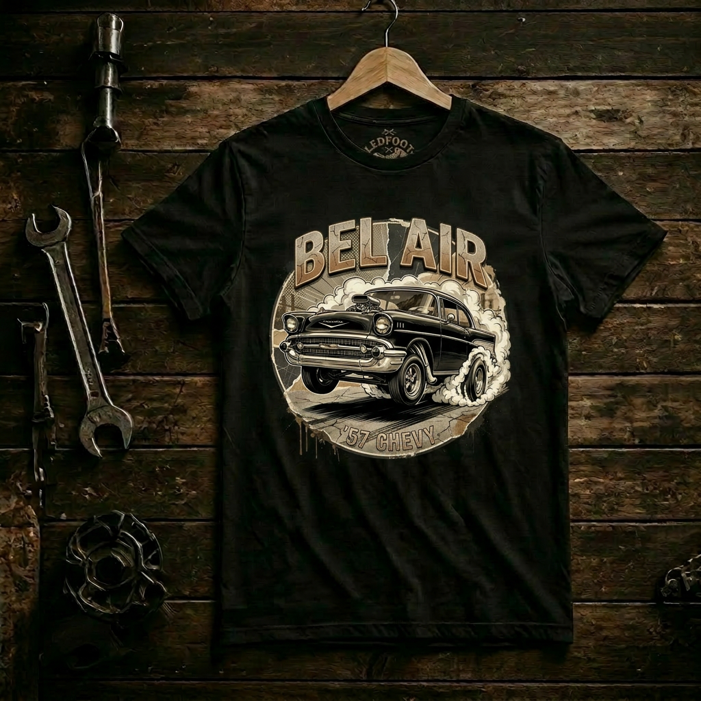 57 Chevy Burnout Shirt | Muscle Car Smoke Tee 9A
