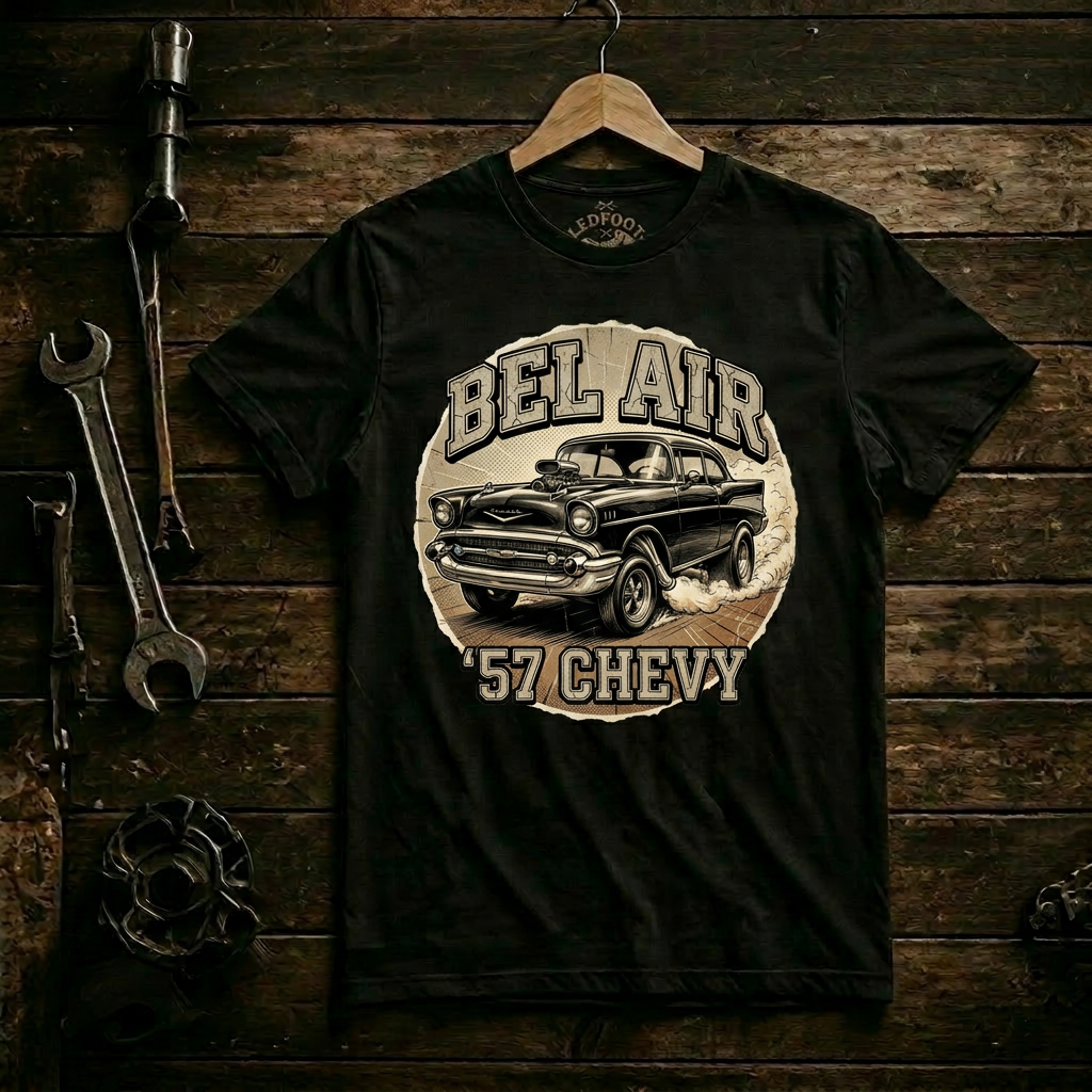 Retro Burnout 57 Chevy Shirt | Vintage Speed Tee 9C