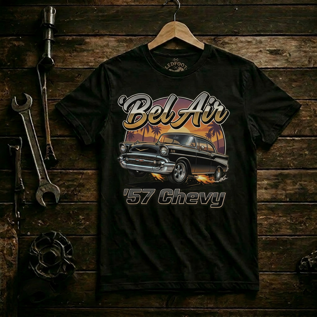 Classic Car Road Trip Shirt | 57 Chevy Flame Cruiser Tee 10B