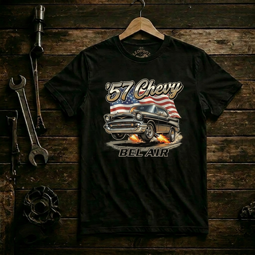 57 Chevy American Flag Shirt | Patriotic Car Tee 11A