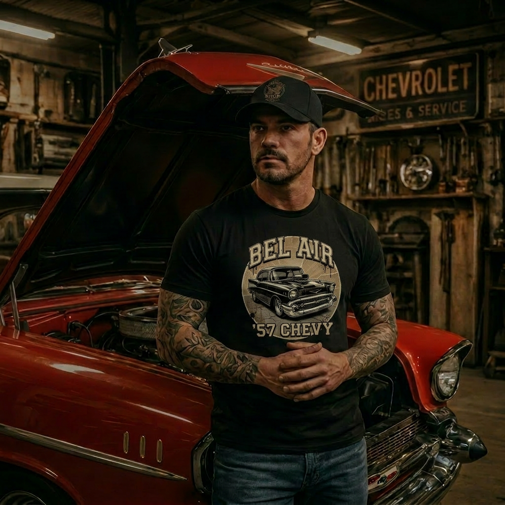 57 Chevy Engine Shirt | Classic Motor Tee 12A