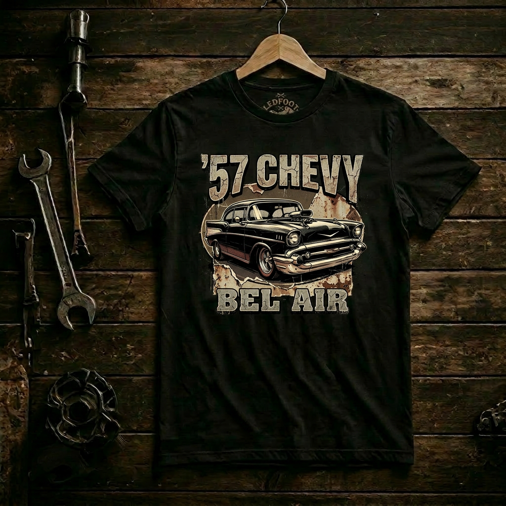 Classic Car Engine Shirt | 57 Chevy Motor Tee 12B
