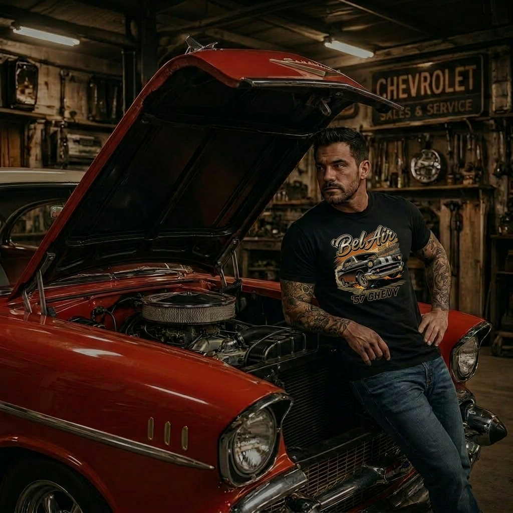57 Chevy Racing Stripe Shirt | Classic Speed Tee 13A