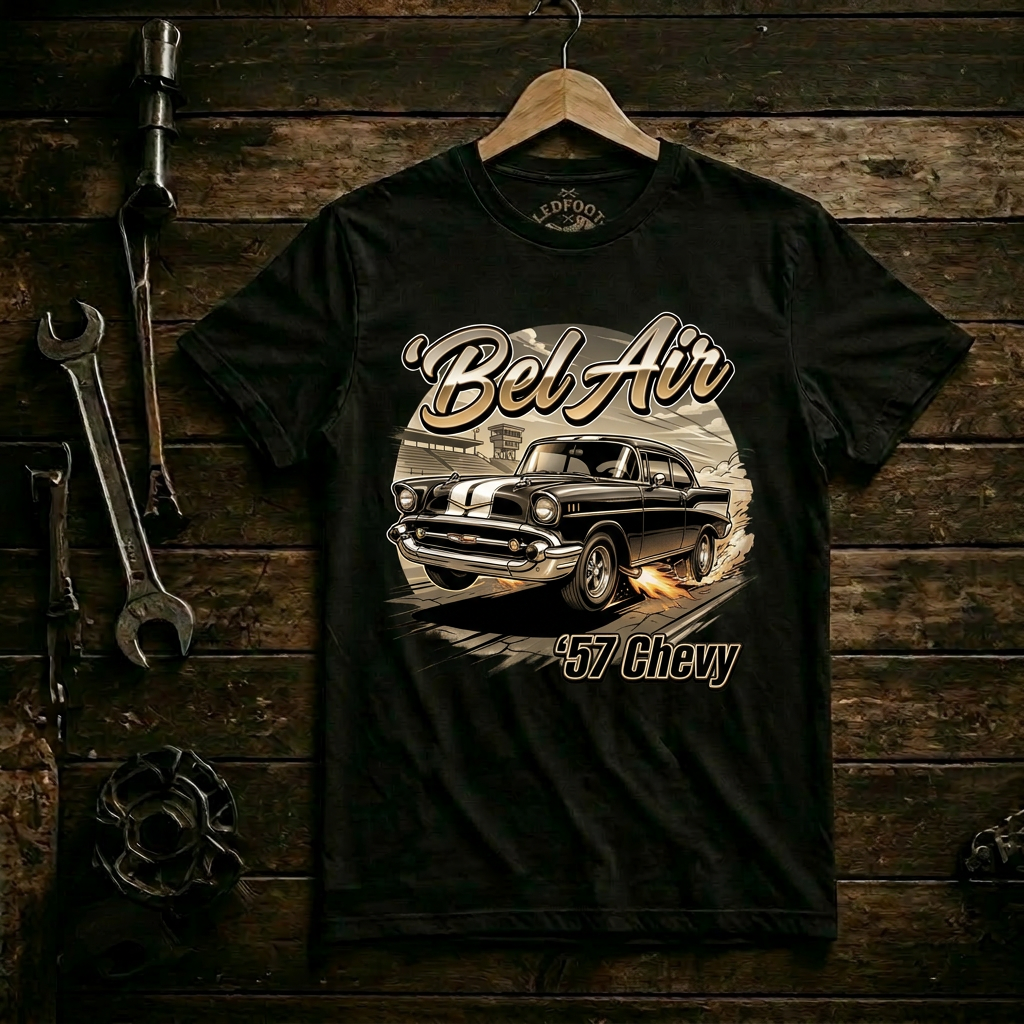 Retro Speed 57 Chevy Shirt | Vintage Racing Tee 13B