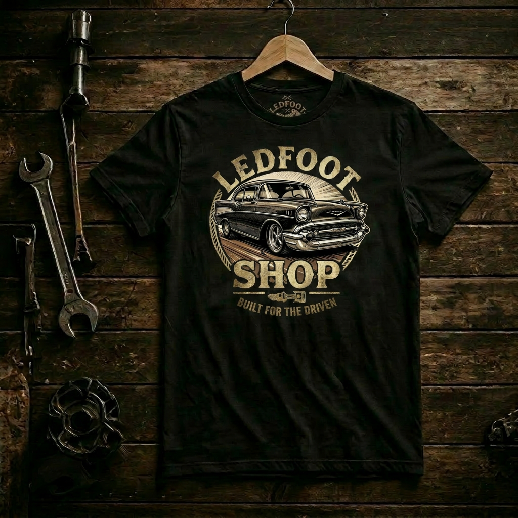Ledfoot Shop 57 Chevy Tee | Exclusive Branding and Style 16A