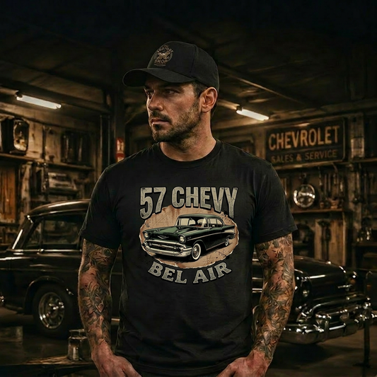 Retro 1957 Chevy T-Shirt | Vintage Muscle Car Tee 1C