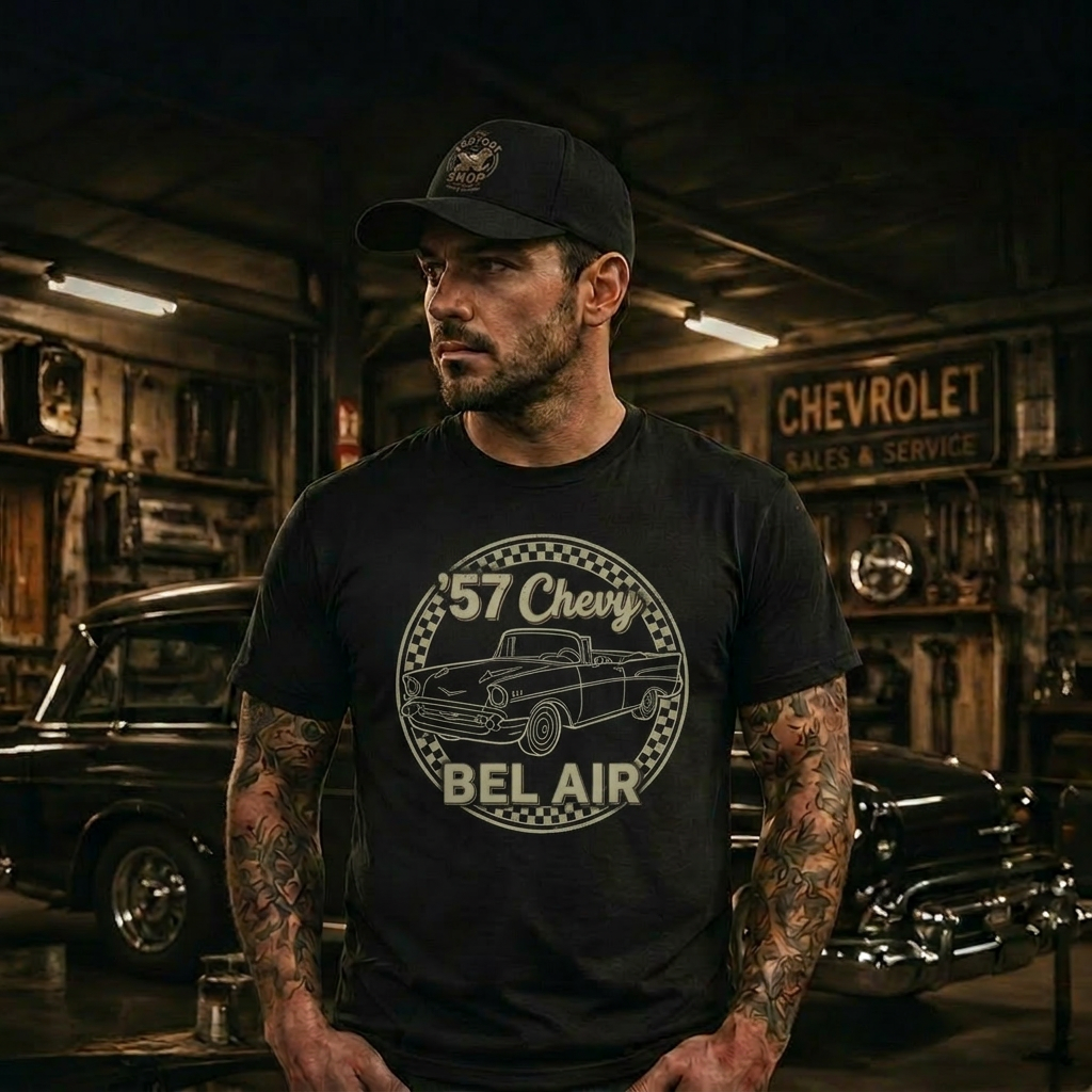 Minimalist 1957 Chevy Shirt | Simple Vintage Car Tee 5B