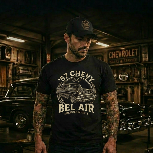 Classic Car Everyday Shirt | 57 Chevy Minimal Tee 5C