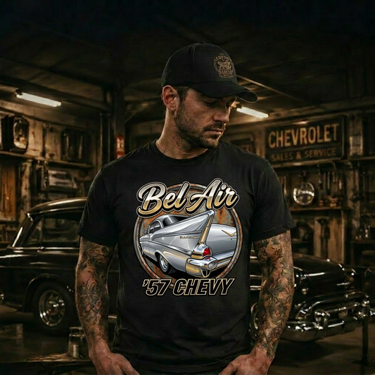 Vintage 57 Chevy Tailfin Shirt | Retro Car Graphic Tee 6C