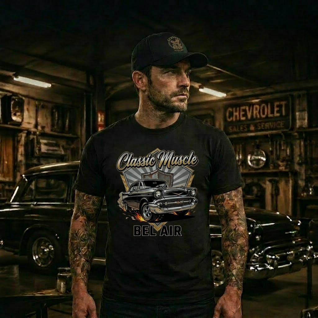 Mechanic Gift Shirt | 57 Chevy Garage Logo Tee 7B