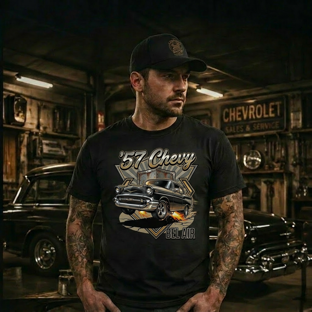 Vintage Garage 57 Chevy Shirt | Retro Shop Tee 7C