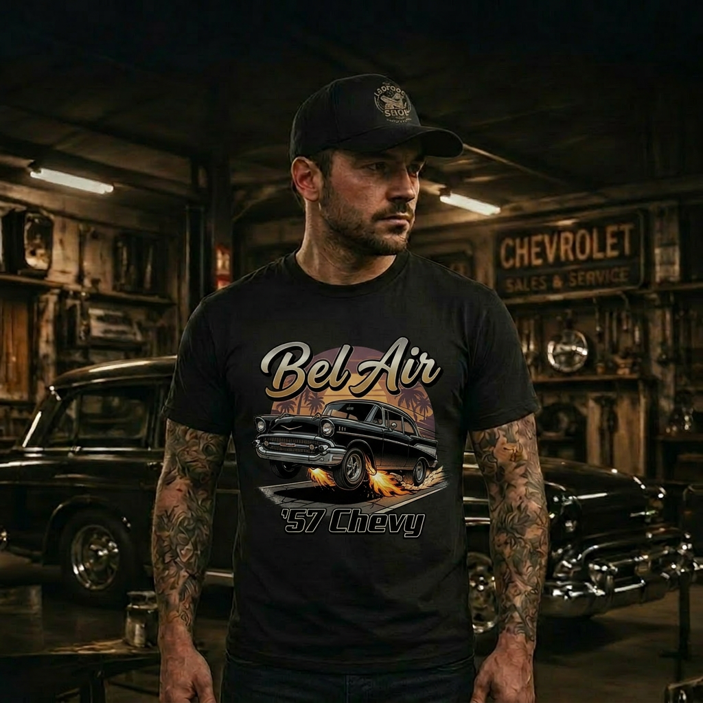 57 Chevy Sunset Cruise Shirt | Classic Car Tee 10A