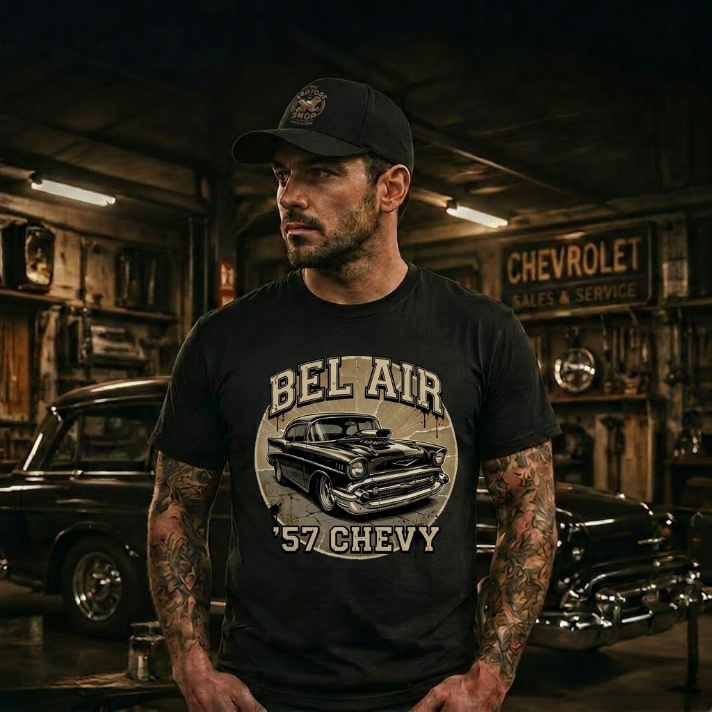 57 Chevy Engine Shirt | Classic Motor Tee 12A