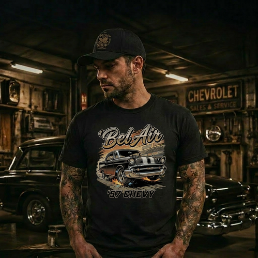 57 Chevy Racing Stripe Shirt | Classic Speed Tee 13A