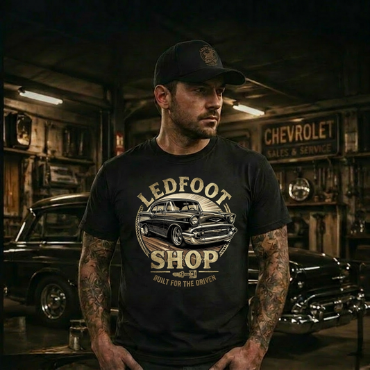 Ledfoot Shop 57 Chevy Tee | Exclusive Branding and Style 16A
