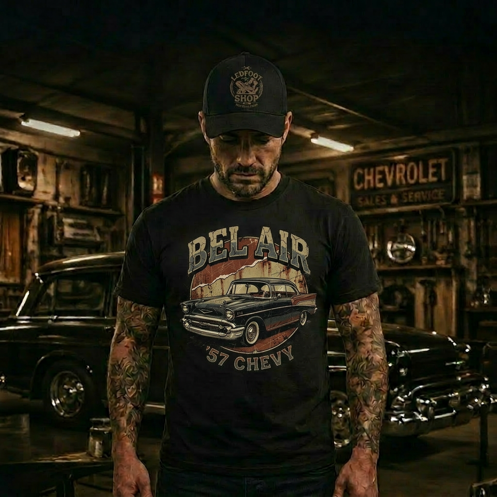 Classic Car Collector Gift | 57 Chevy Tee 15B
