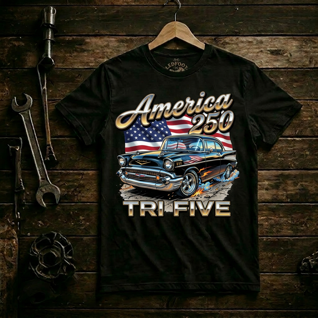 Tri-Five Celebration Tee | America 250 Flag shirt 17B