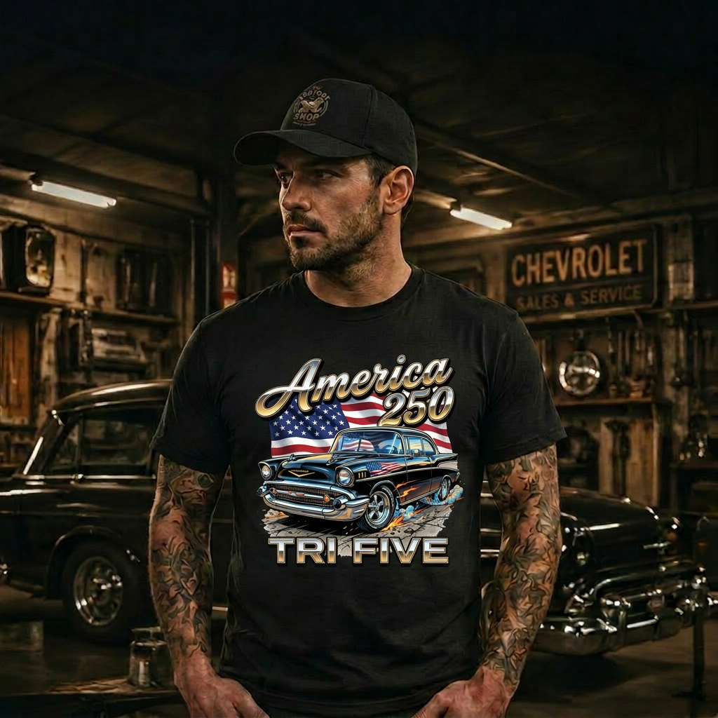 Tri-Five Celebration Tee | America 250 Flag shirt 17B