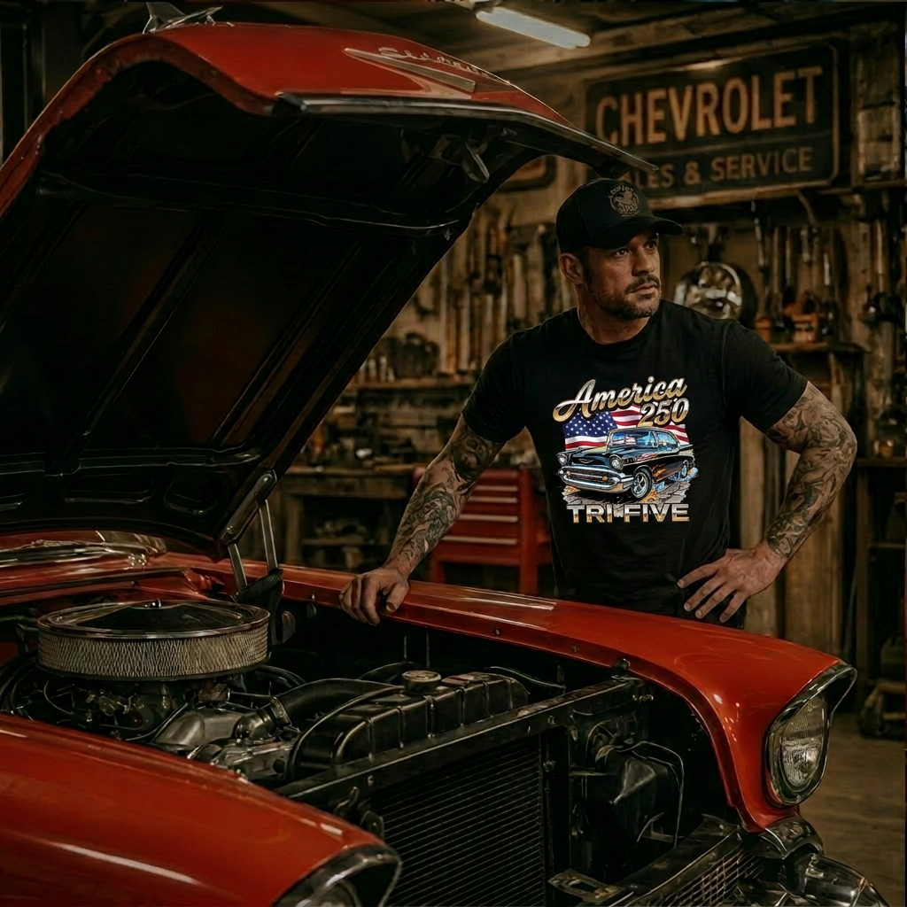 Tri-Five Celebration Tee | America 250 Flag shirt 17B